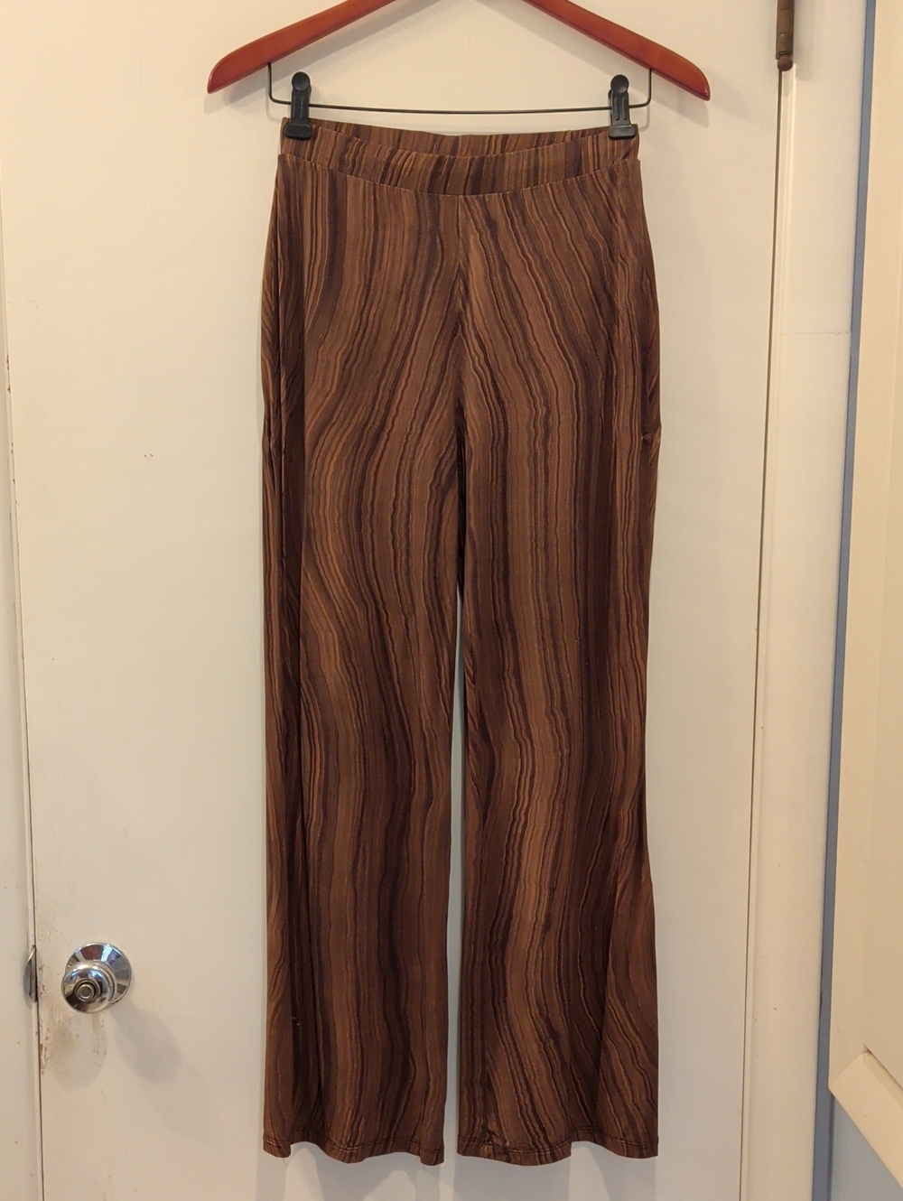 Paloma Wool Brown Wood Grain Wide-Leg Pull On Pants